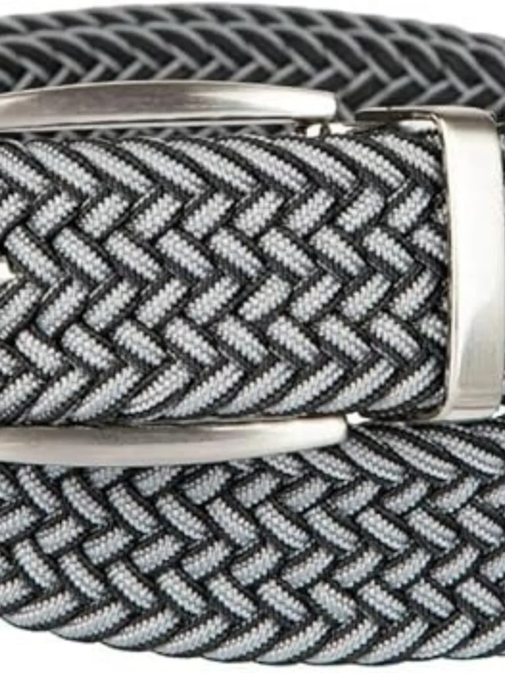 Tommy Men's Stretch Braided Reversible Leather Trim Belt | Black/ Grey | L/XL